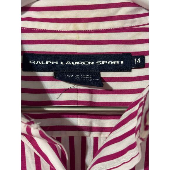 Ralph Lauren Sport · Women's 14 · Pink/White Striped Button-Front Shirt - Picture 4 of 7